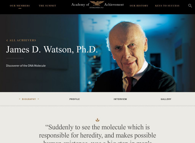 Academy of Achievement: James D. Watson, ph.d. Website Academy of Achievement: James D. Watson, ph.d. Website