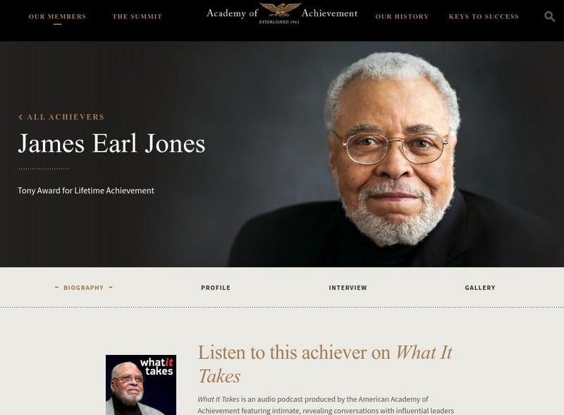 Academy of Achievement: James Earl Jones Website