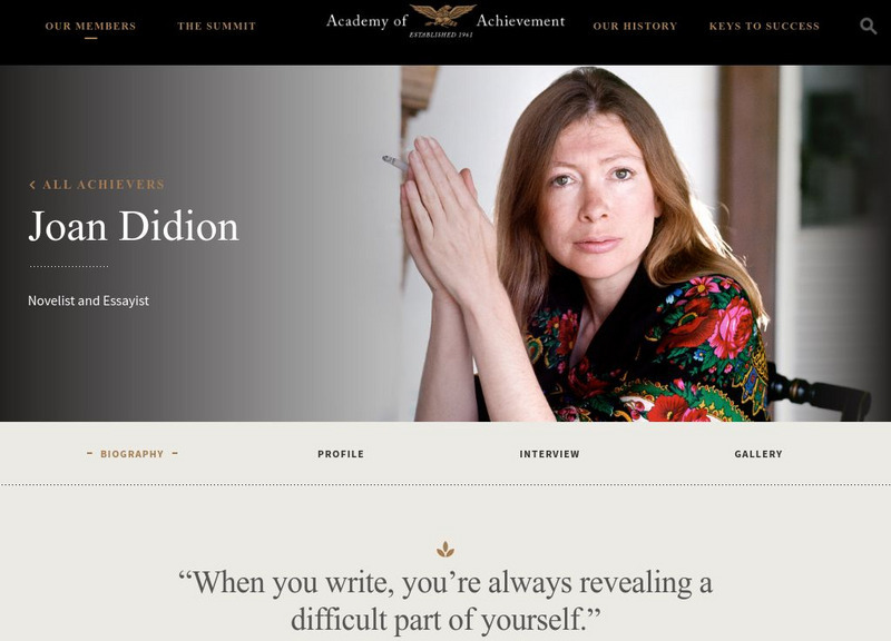Academy of Achievement: Joan Didion Website Academy of Achievement: Joan Didion Website