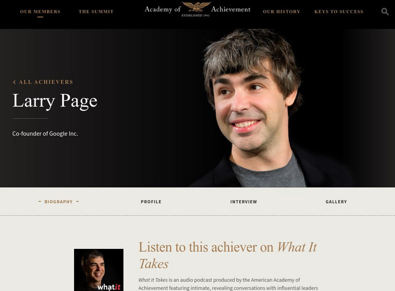 Academy of Achievement: Larry Page Website Academy of Achievement: Larry Page Website