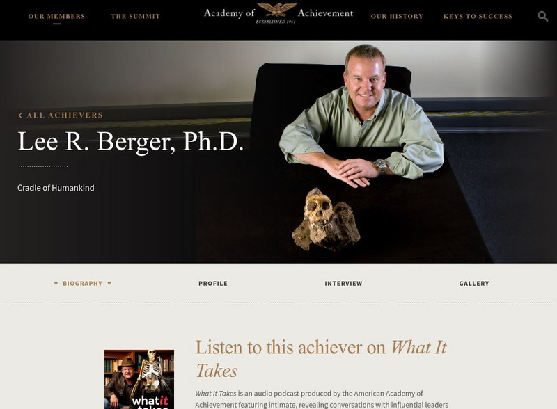 Academy of Achievement: Lee R. Berger, ph.d. Website Academy of Achievement: Lee R. Berger, ph.d. Website
