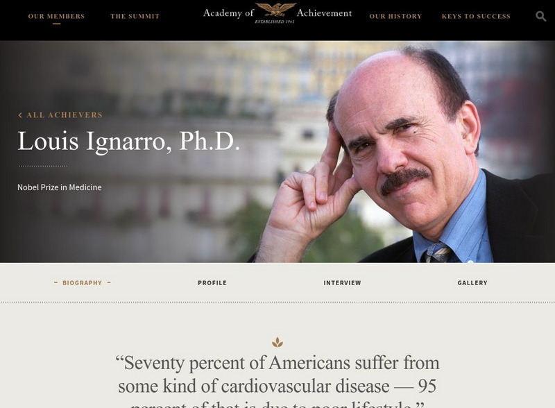Academy of Achievement: Louis Ignarro, ph.d. Website Academy of Achievement: Louis Ignarro, ph.d. Website