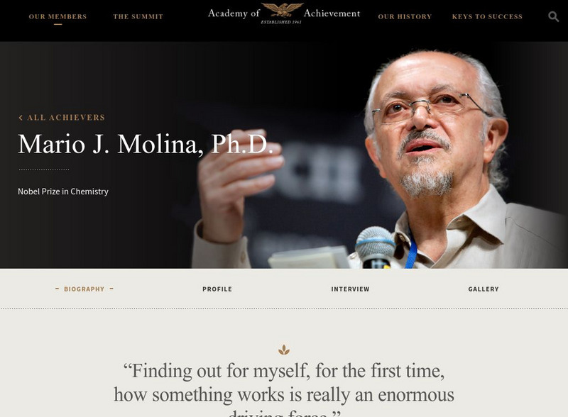 Academy of Achievement: Mario J. Molina, ph.d. Website Academy of Achievement: Mario J. Molina, ph.d. Website