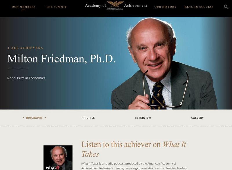 Academy of Achievement: Milton Friedman, ph.d. Website