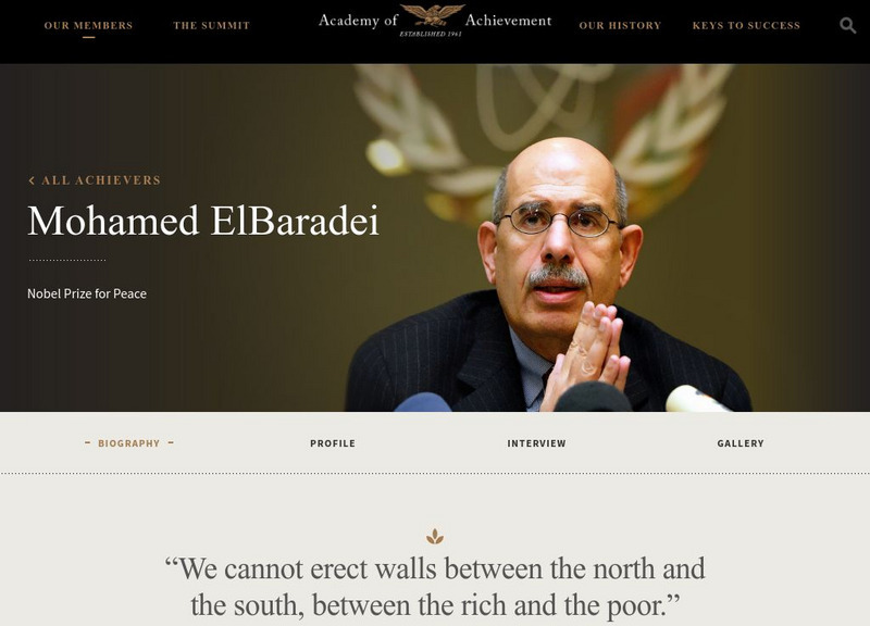 Academy of Achievement: Mohamed El Baradei Website Academy of Achievement: Mohamed El Baradei Website