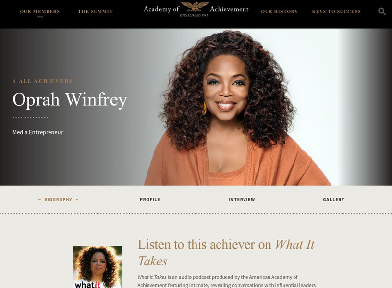 Academy of Achievement: Oprah Winfrey Website Academy of Achievement: Oprah Winfrey Website