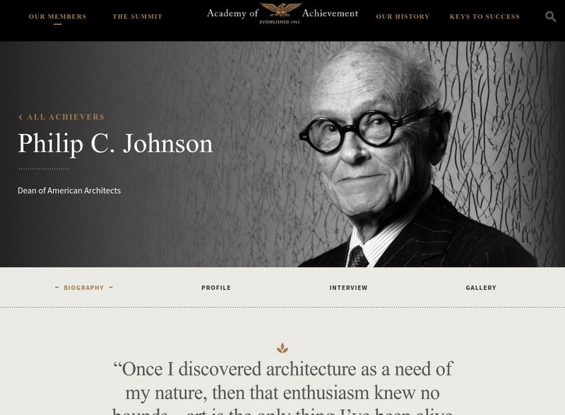 Academy of Achievement: Philip C. Johnson Website Academy of Achievement: Philip C. Johnson Website