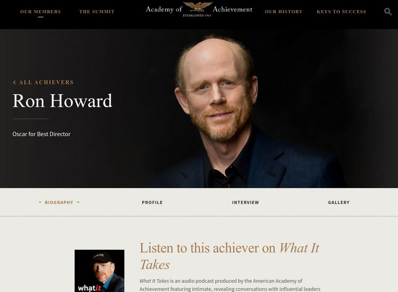 Academy of Achievement: Ron Howard Website Academy of Achievement: Ron Howard Website