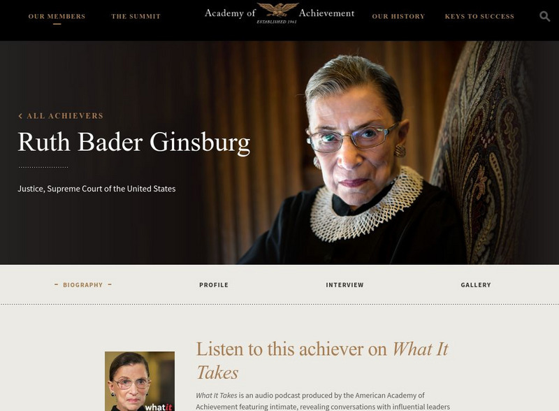Academy of Achievement: Ruth Bader Ginsburg Website Academy of Achievement: Ruth Bader Ginsburg Website