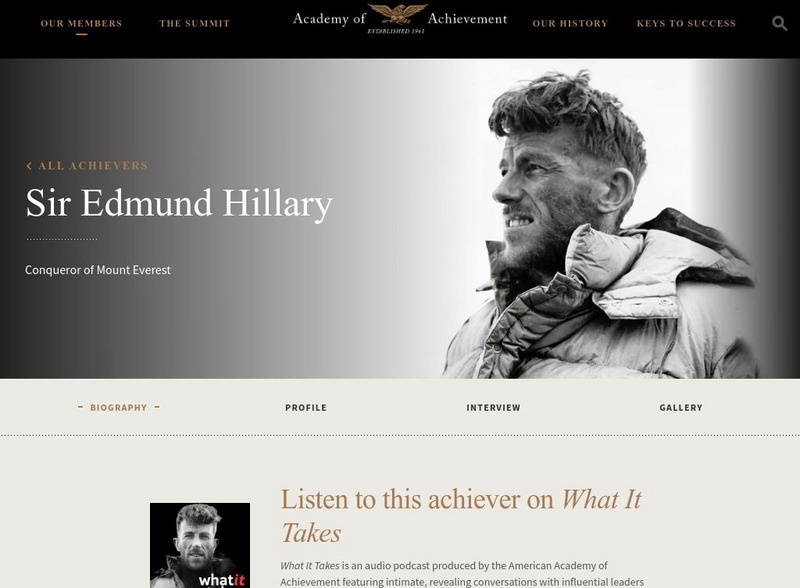 Academy of Achievement: Sir Edmund Hillary Website