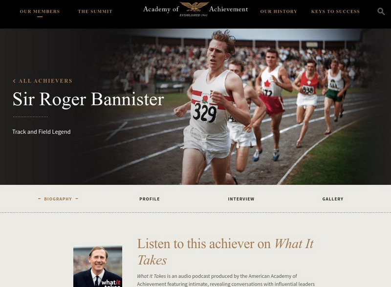 Academy of Achievement: Sir Roger Bannister Website Academy of Achievement: Sir Roger Bannister Website