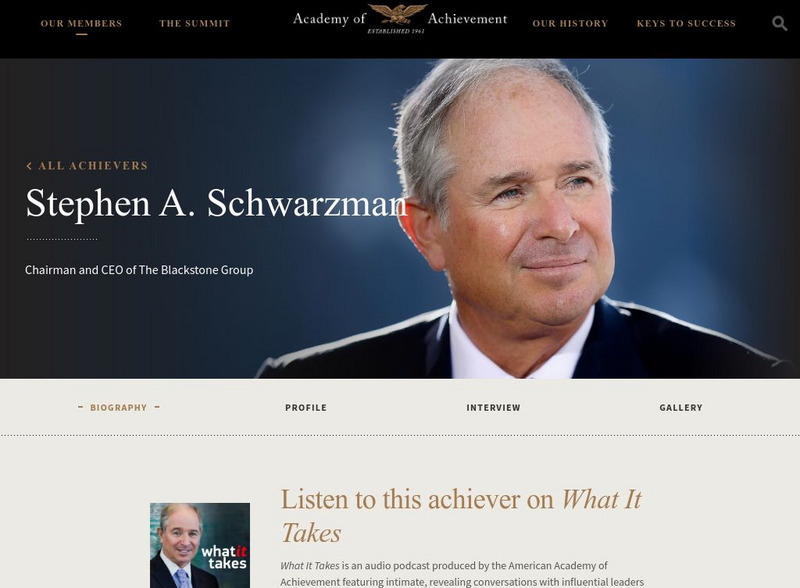 Academy of Achievement: Stephen A. Schwarzman Website Academy of Achievement: Stephen A. Schwarzman Website