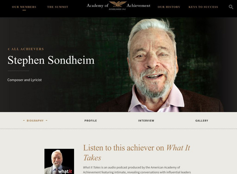 Academy of Achievement: Stephen Sondheim Website Academy of Achievement: Stephen Sondheim Website