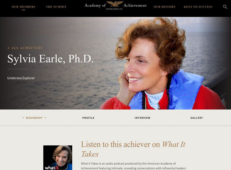 Academy of Achievement: Sylvia Earle, ph.d. Website Academy of Achievement: Sylvia Earle, ph.d. Website