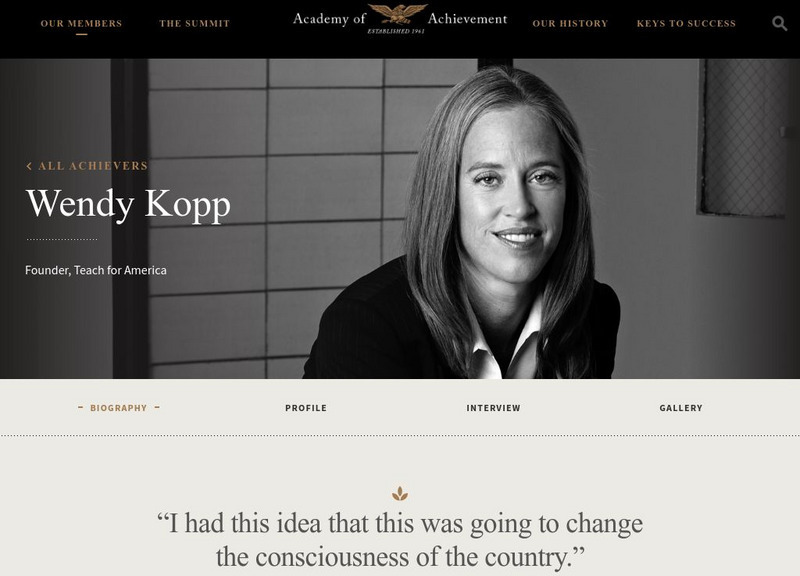 Academy of Achievement: Wendy Kopp Website Academy of Achievement: Wendy Kopp Website