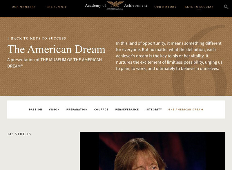 Academy of Achievement: Keys to Success: The American Dream Website