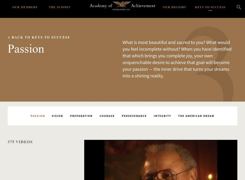 Academy of Achievement: Keys to Success: Passion Website Academy of Achievement: Keys to Success: Passion Website