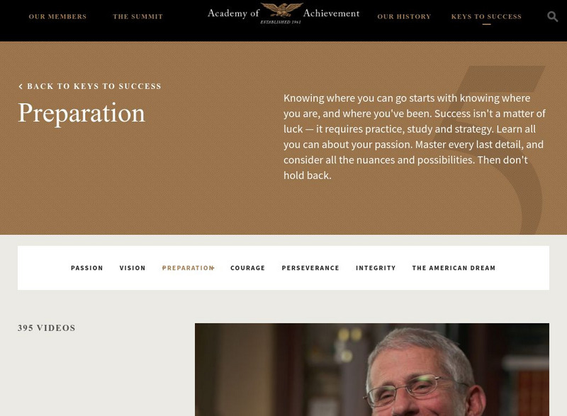 Academy of Achievement: Keys to Success: Preparation Website Academy of Achievement: Keys to Success: Preparation Website