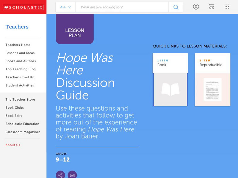Scholastic: Discussion Guide: Hope Was Here Lesson Plan