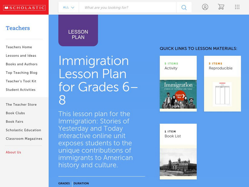 Scholastic: Immigration Lesson Plan Lesson Plan Scholastic: Immigration Lesson Plan Lesson Plan