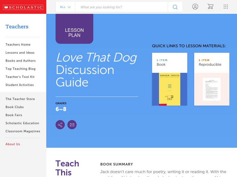 Scholastic: Discussion Guide: Love That Dog Lesson Plan