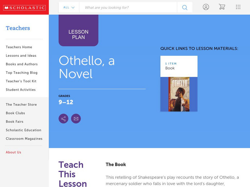 Scholastic: Discussion Guide: Othello, a Novel Lesson Plan Scholastic: Discussion Guide: Othello, a Novel Lesson Plan
