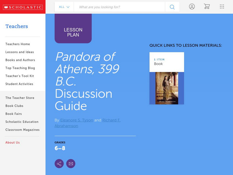 Scholastic: Discussion Guide: Pandora of Athens, 399 b.c. Lesson Plan