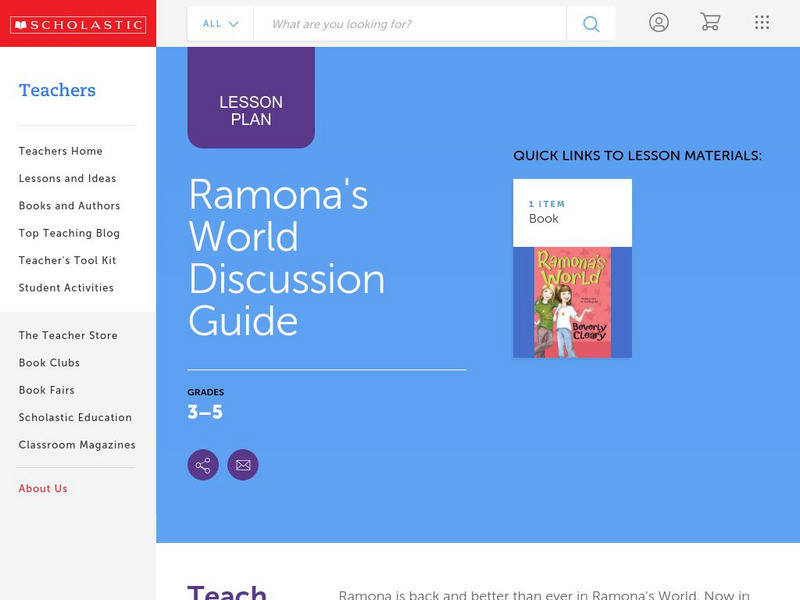 Scholastic: Discussion Guide: Ramona's World Lesson Plan