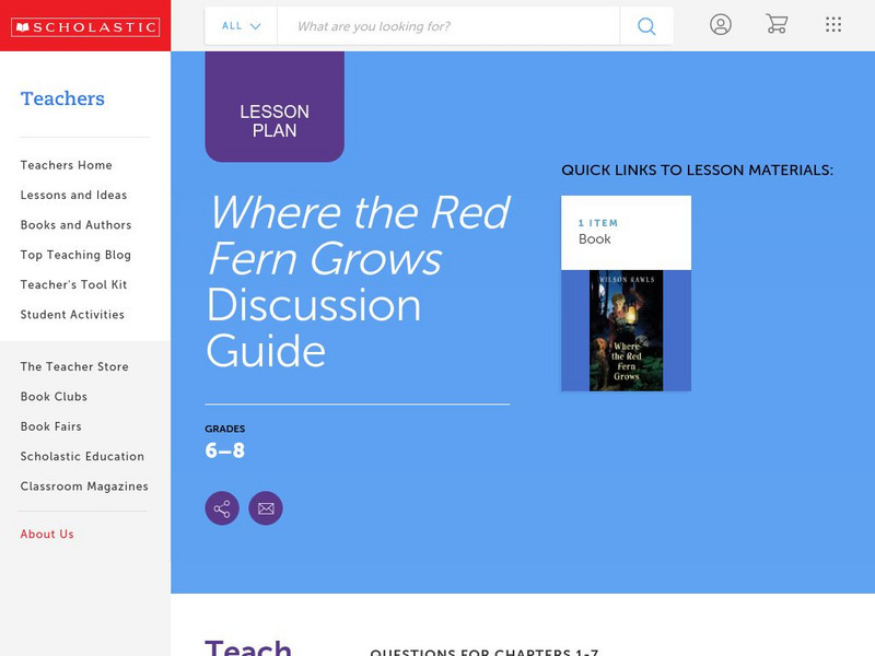 Scholastic: Discussion Guide: Where the Red Fern Grows Lesson Plan