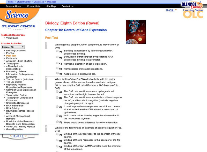 Mc Graw Hill: Control of Gene Expression Unit Plan
