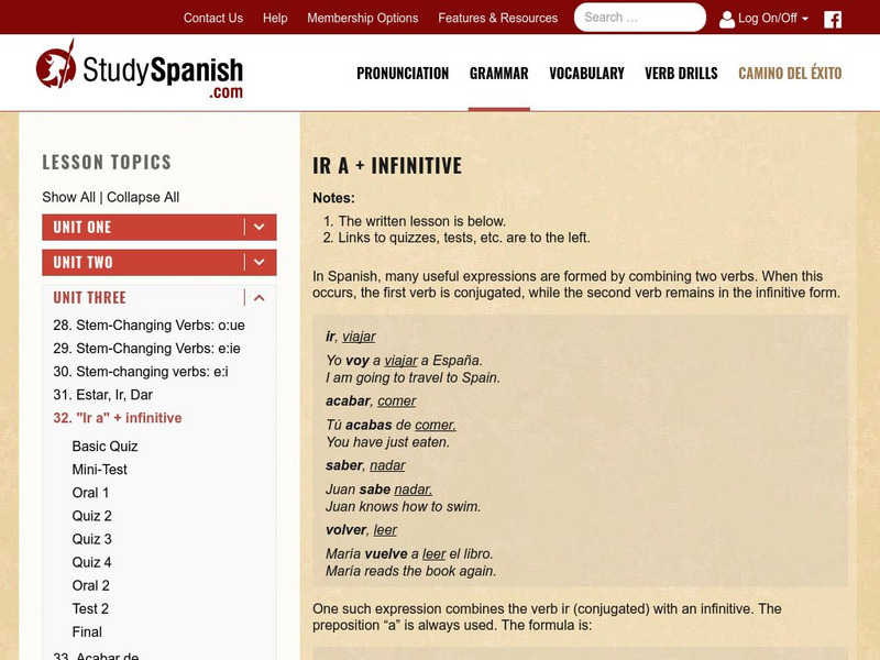Study Spanish: Ir a + Infinitive Unit Plan Study Spanish: Ir a + Infinitive Unit Plan