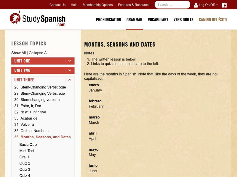 Study Spanish: Months, Seasons, and Dates Unit Plan Study Spanish: Months, Seasons, and Dates Unit Plan