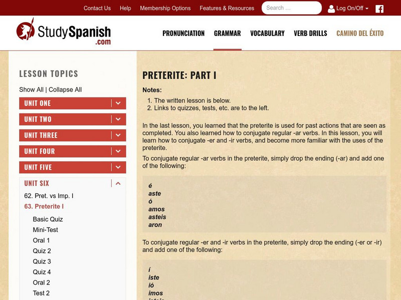 Study Spanish: Preterite Part 1 Unit Plan Study Spanish: Preterite Part 1 Unit Plan