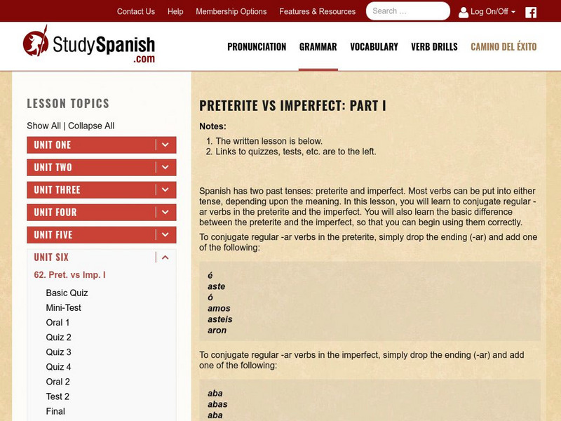 Study Spanish: Preterite vs Imperfect Part I Unit Plan Study Spanish: Preterite vs Imperfect Part I Unit Plan