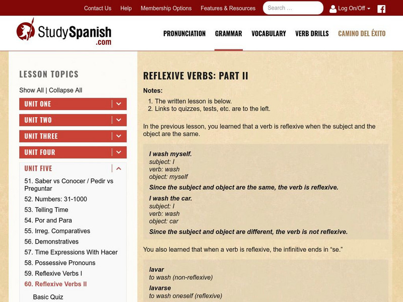 Study Spanish: Reflexive Verbs Part Ii Unit Plan Study Spanish: Reflexive Verbs Part Ii Unit Plan