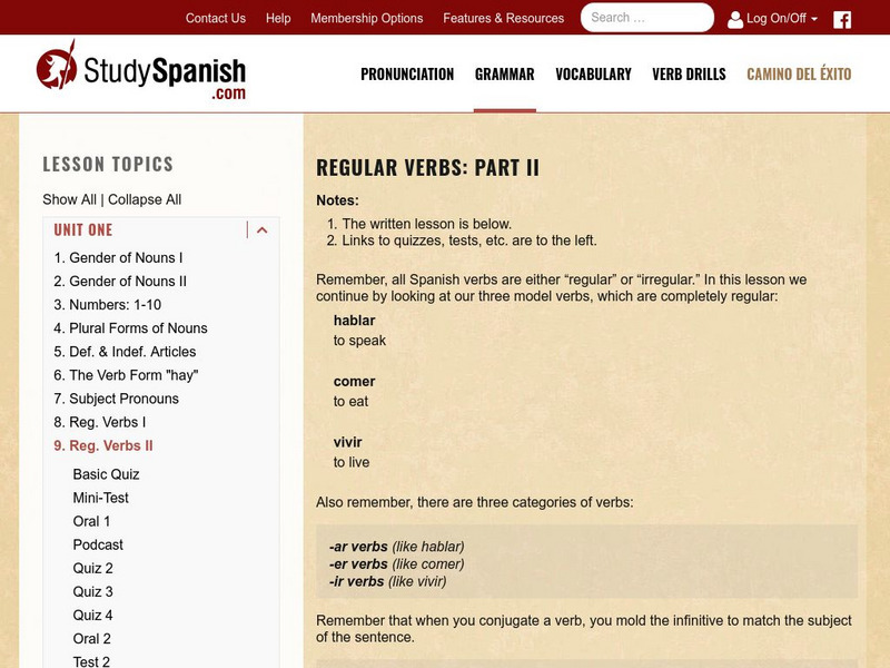 Study Spanish: Regular Verbs Part Ii Unit Plan Study Spanish: Regular Verbs Part Ii Unit Plan