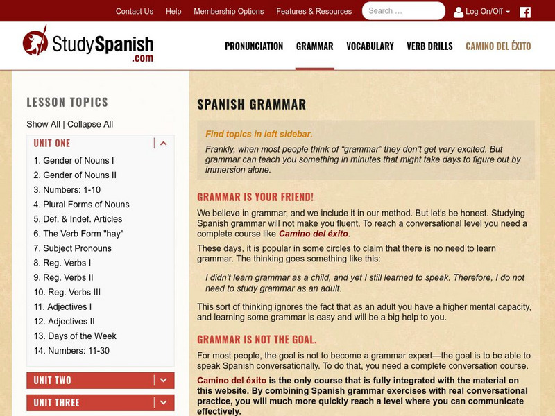 Study Spanish: Spanish Grammar Unit Plan Study Spanish: Spanish Grammar Unit Plan