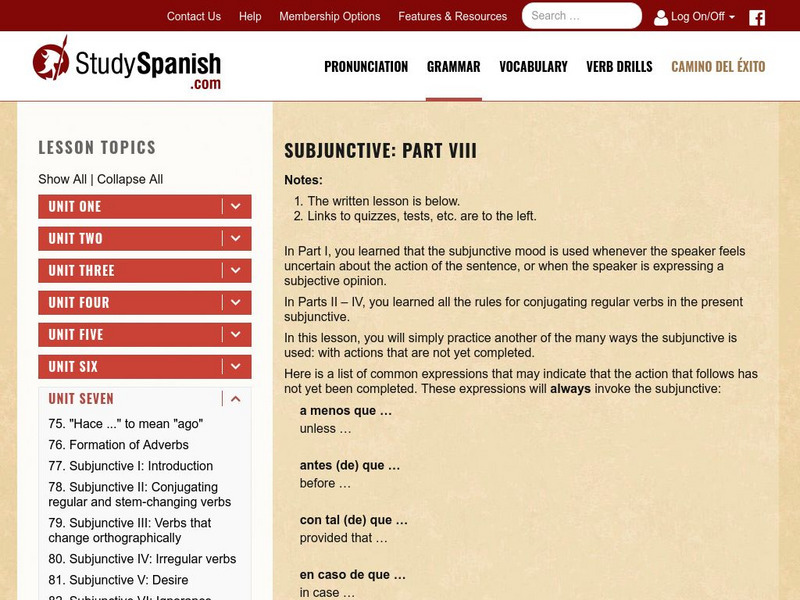 Study Spanish: Subjunctive: Actions Not Completed Unit Plan Study Spanish: Subjunctive: Actions Not Completed Unit Plan