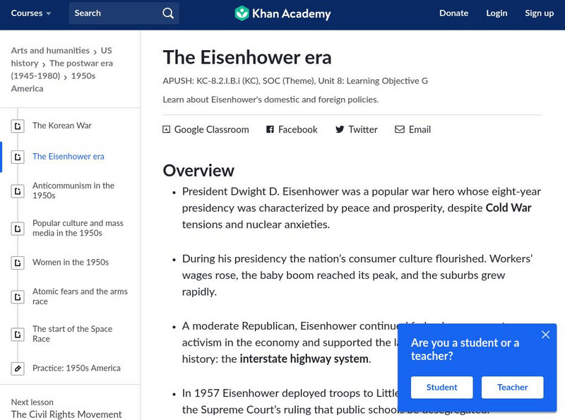 Khan Academy: The Eisenhower Era Handout Khan Academy: The Eisenhower Era Handout
