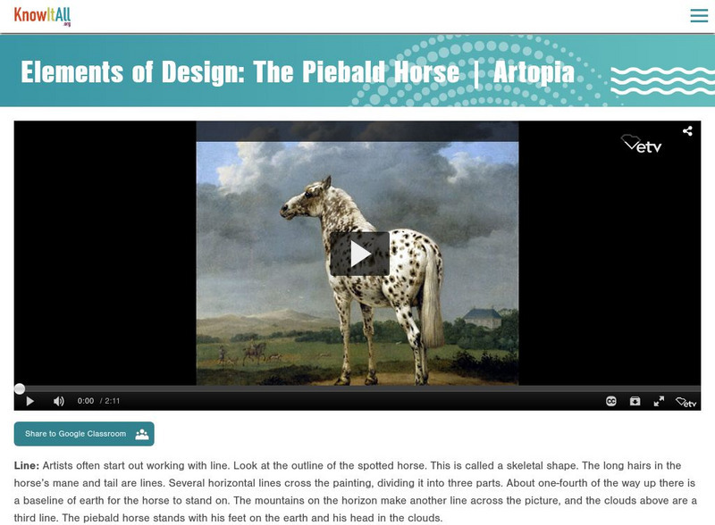 Etv: Artopia: A Closer Look: Elements of Design: The Piebald Horse Instructional Video