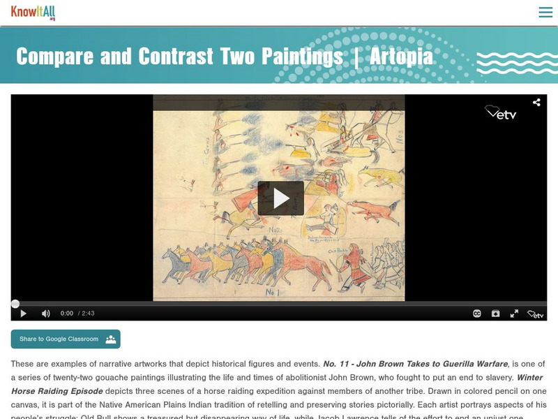 Etv: Artopia: Painting Critic: Compare and Contrast Two Paintings Instructional Video