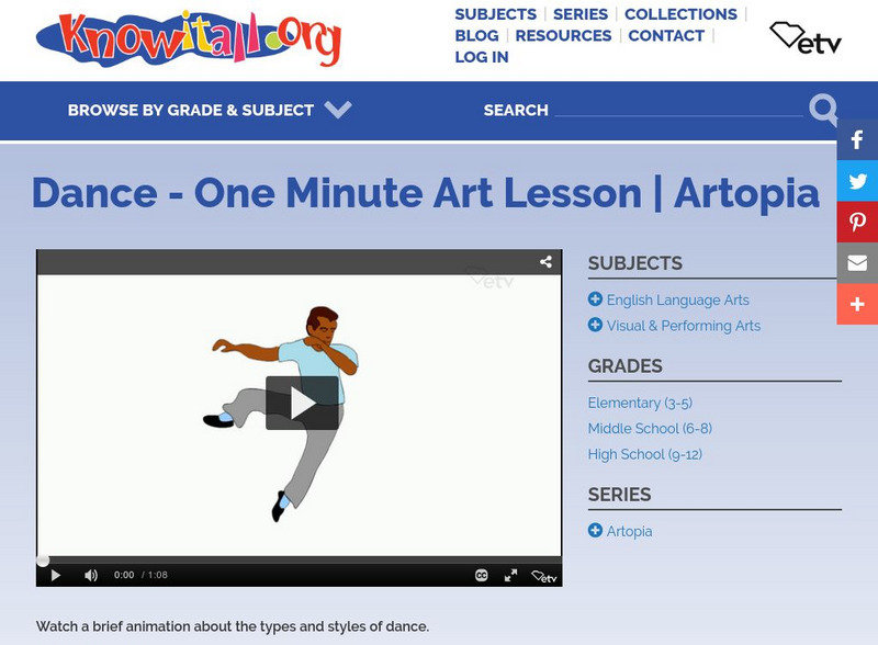 Etv: Artopia: Dance One Minute Art Lesson Instructional Video