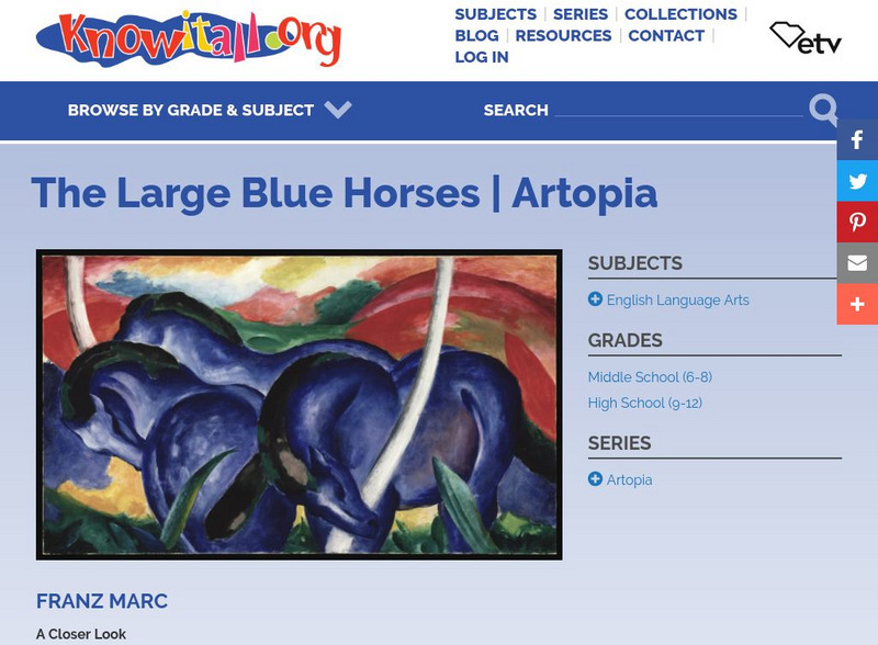 Etv: Artopia: Painting Critic: The Large Blue Horses by Franz Marc Activity Etv: Artopia: Painting Critic: The Large Blue Horses by Franz Marc Activity