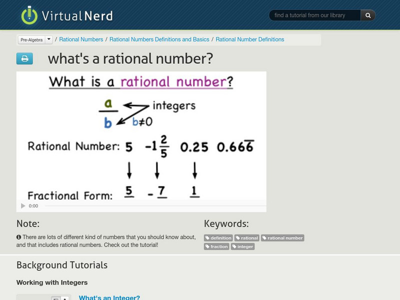Virtual Nerd: What's a Rational Number? Instructional Video Virtual Nerd: What's a Rational Number? Instructional Video