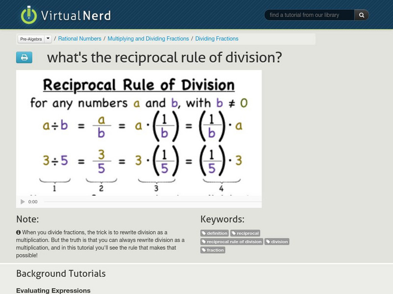 Virtual Nerd: What's the Reciprocal Rule of Division Instructional Video