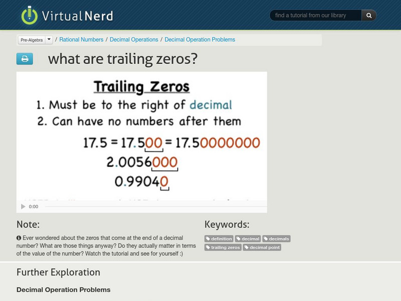 Virtual Nerd: What Are Trailing Zeros? Instructional Video Virtual Nerd: What Are Trailing Zeros? Instructional Video
