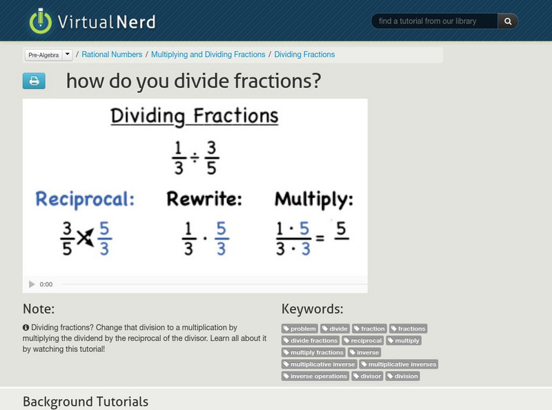 Virtual Nerd: How Do You Divide Fractions? Instructional Video