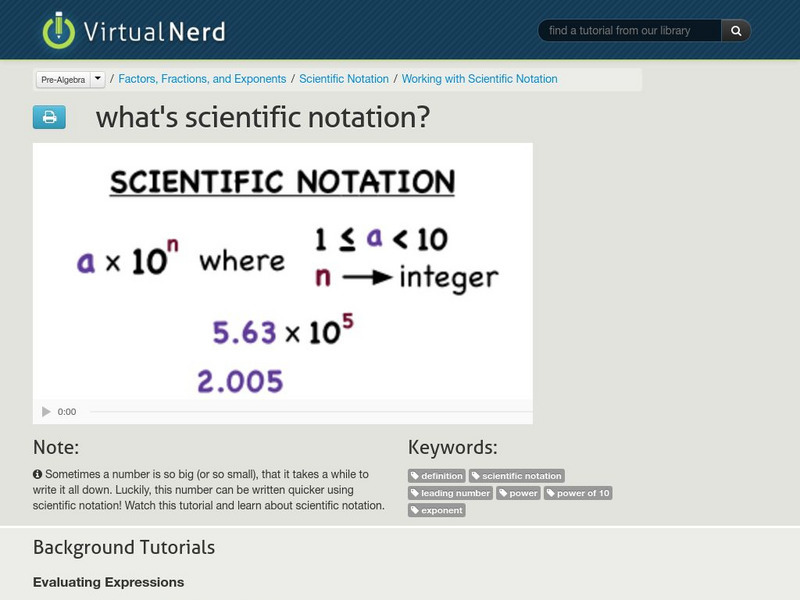 Virtual Nerd: What's Scientific Notation? Instructional Video
