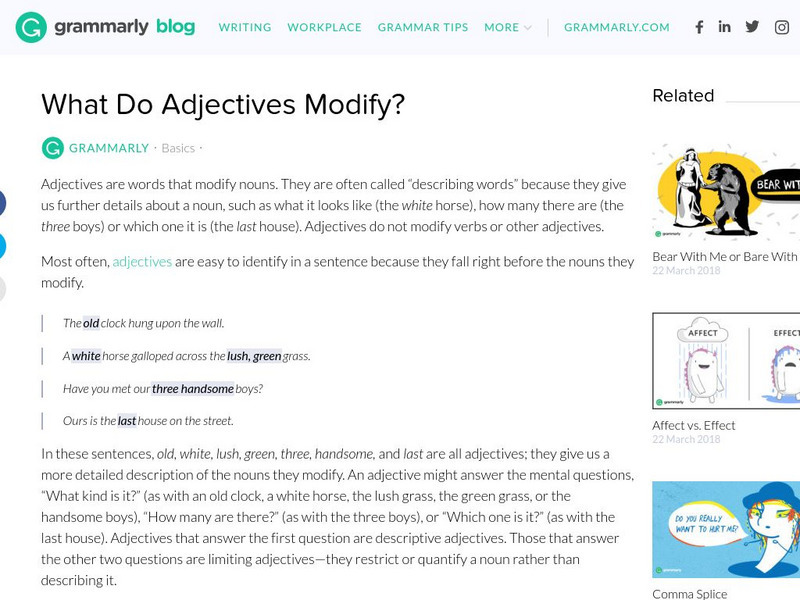 Grammarly Blog: What Do Adjectives Modify? Article Grammarly Blog: What Do Adjectives Modify? Article