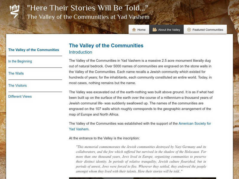Yad Vashem: The Valley of the Communities Website Yad Vashem: The Valley of the Communities Website